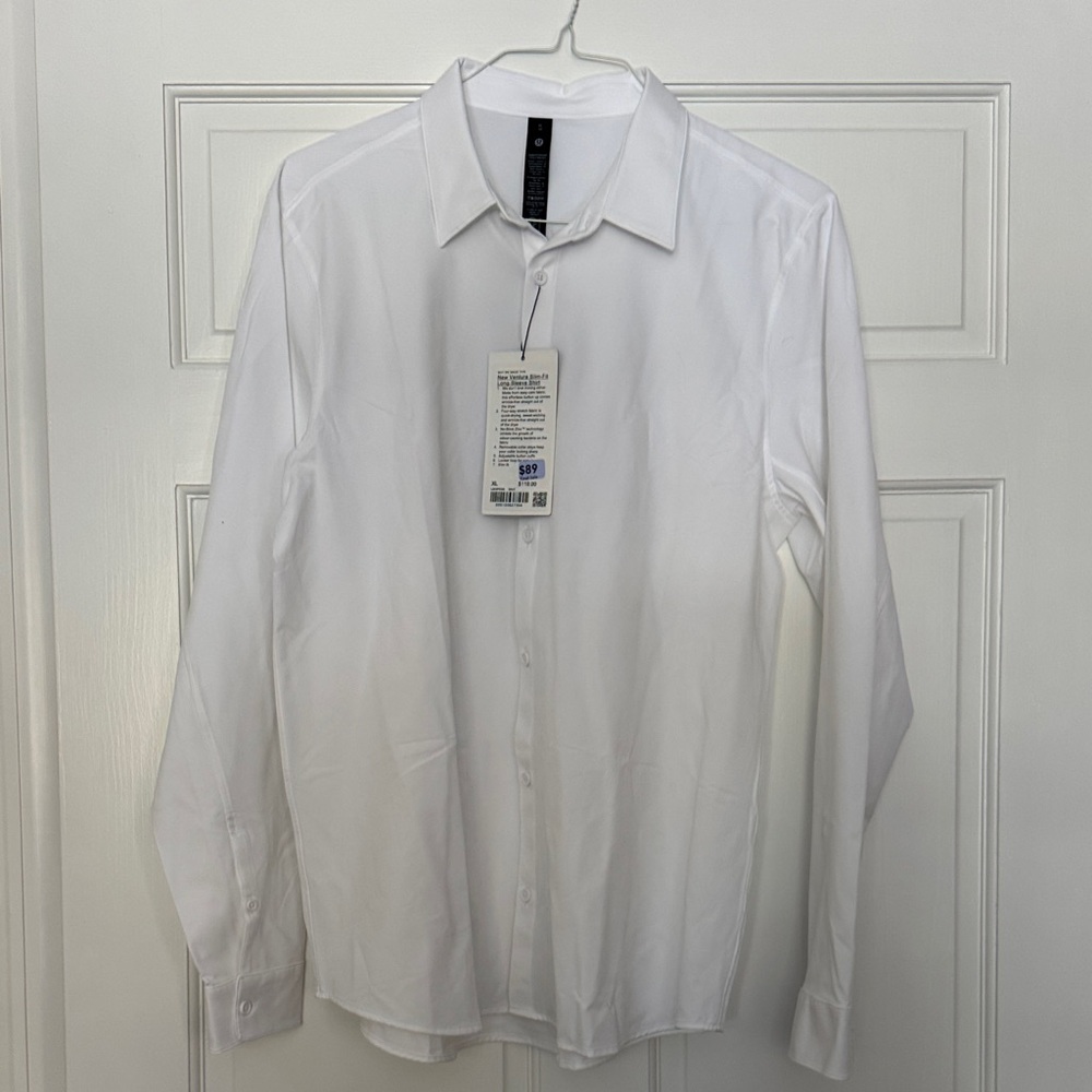 Lululemon New Venture Slim-Fit Long Sleeve White Dress Shirt
